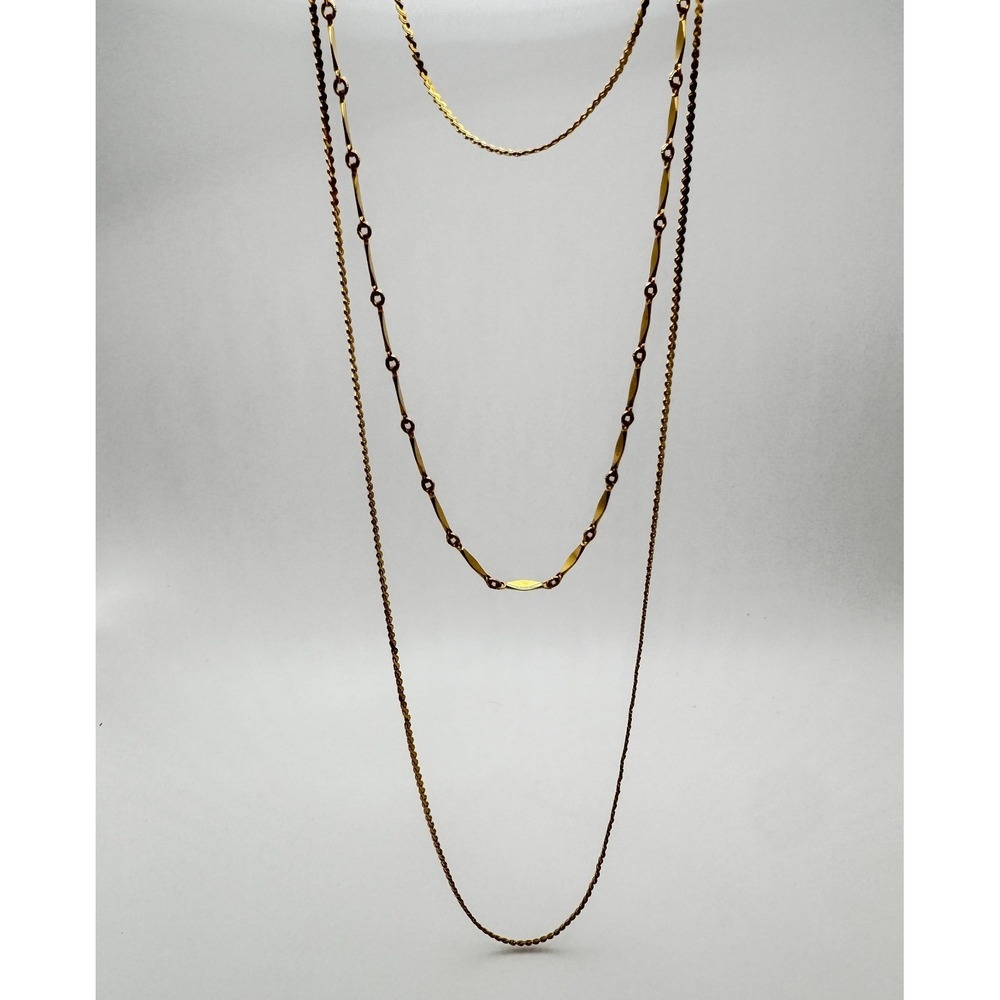 Vintage Napier Necklace Three Strand Layering Serpentine Oval Link 20-28" Length